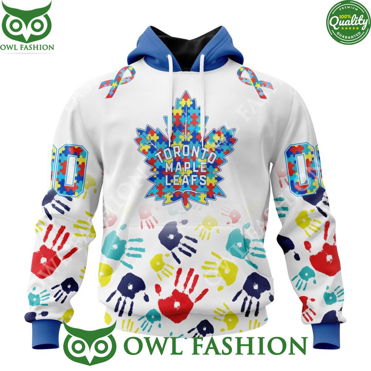 Personalized NHL Toronto Maple Leafs Autism Awareness Hand Pattern Paint hoodie shirt