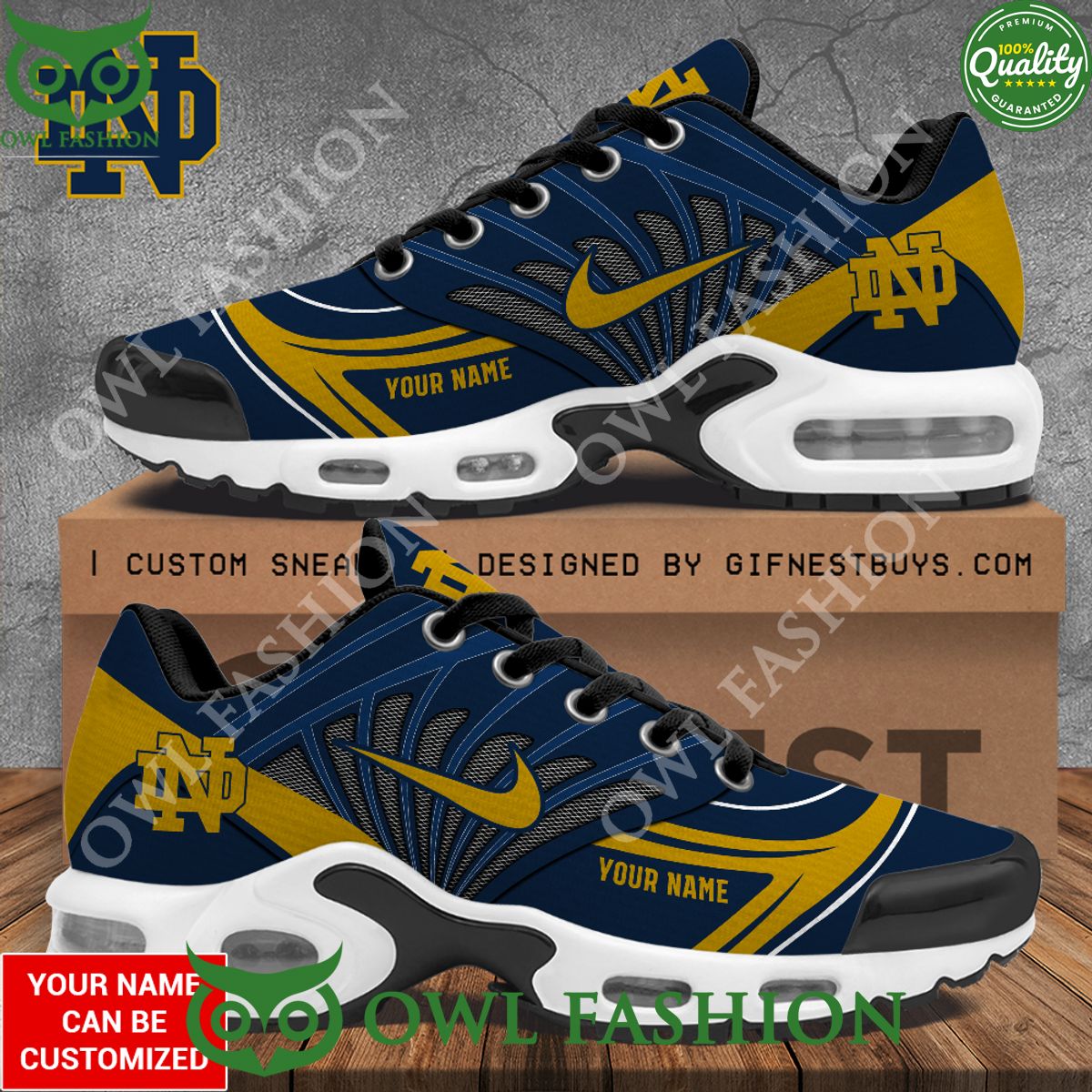 Personalized Notre Dame Fighting Irish Football Air Max Shoes