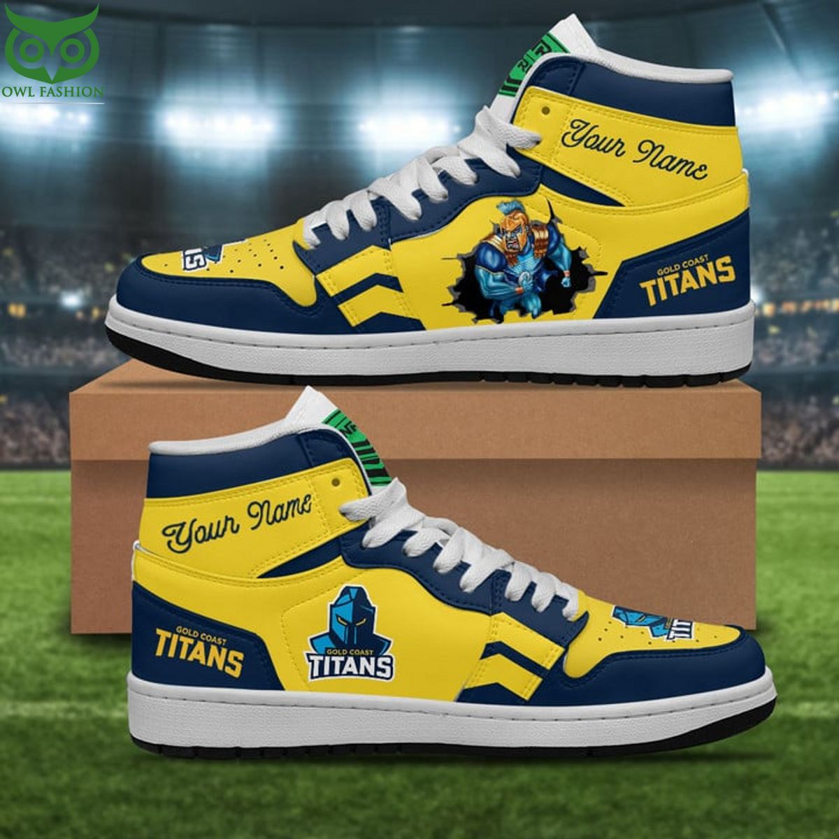 Personalized NRL Gold Coast Titans Air Jordan 1 Sneakers Limited