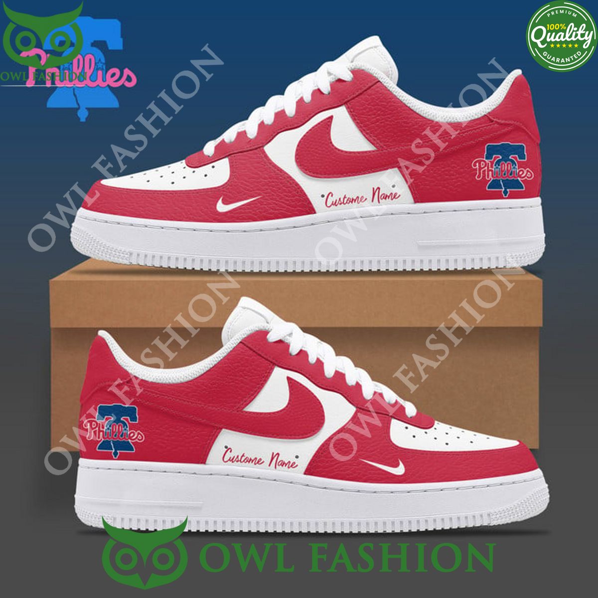 Personalized Philadelphia Phillies Baseball team Air Force 1 shoes