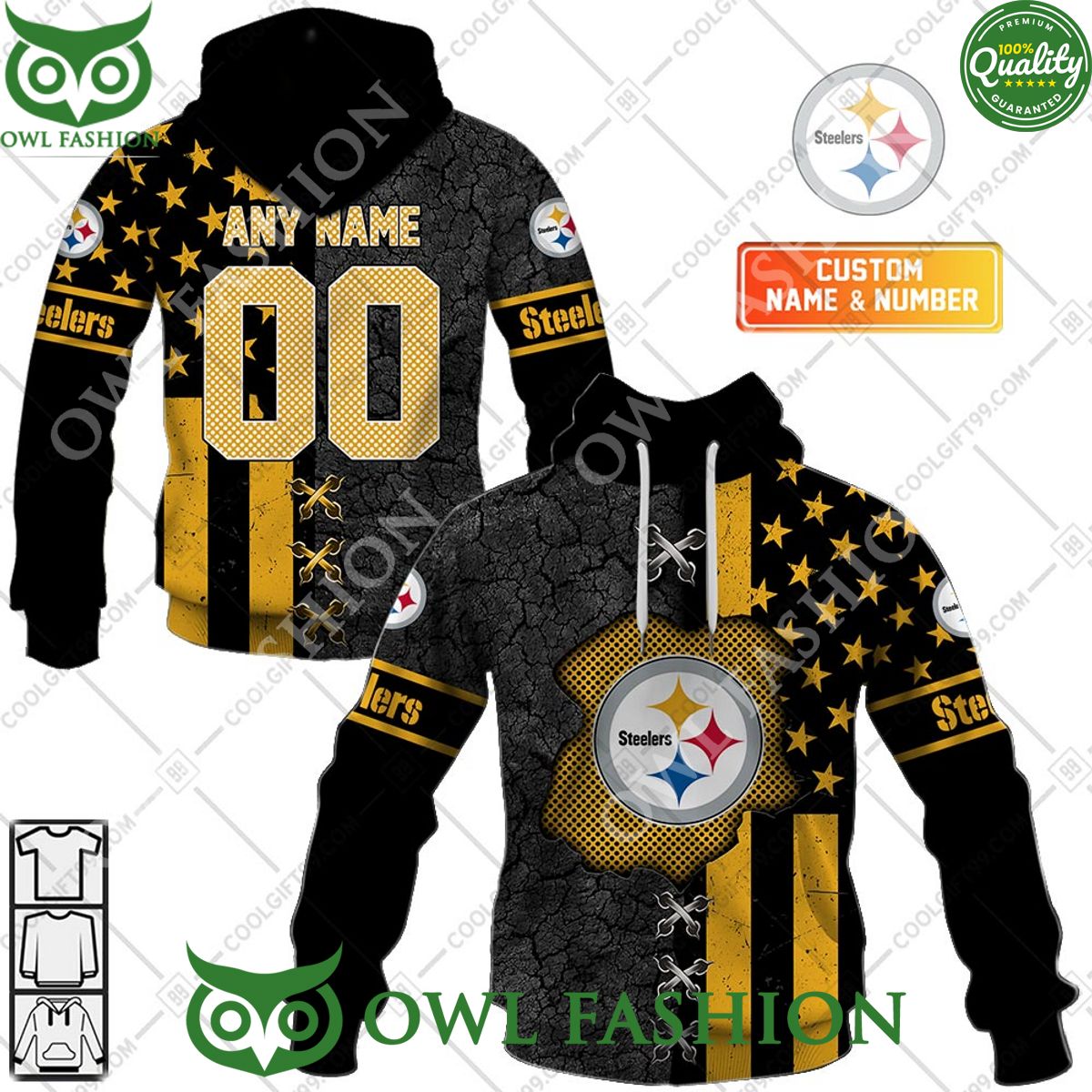 Personalized Pittsburgh Steelers NFL USA Flag Broken Mix Hoodie shirt