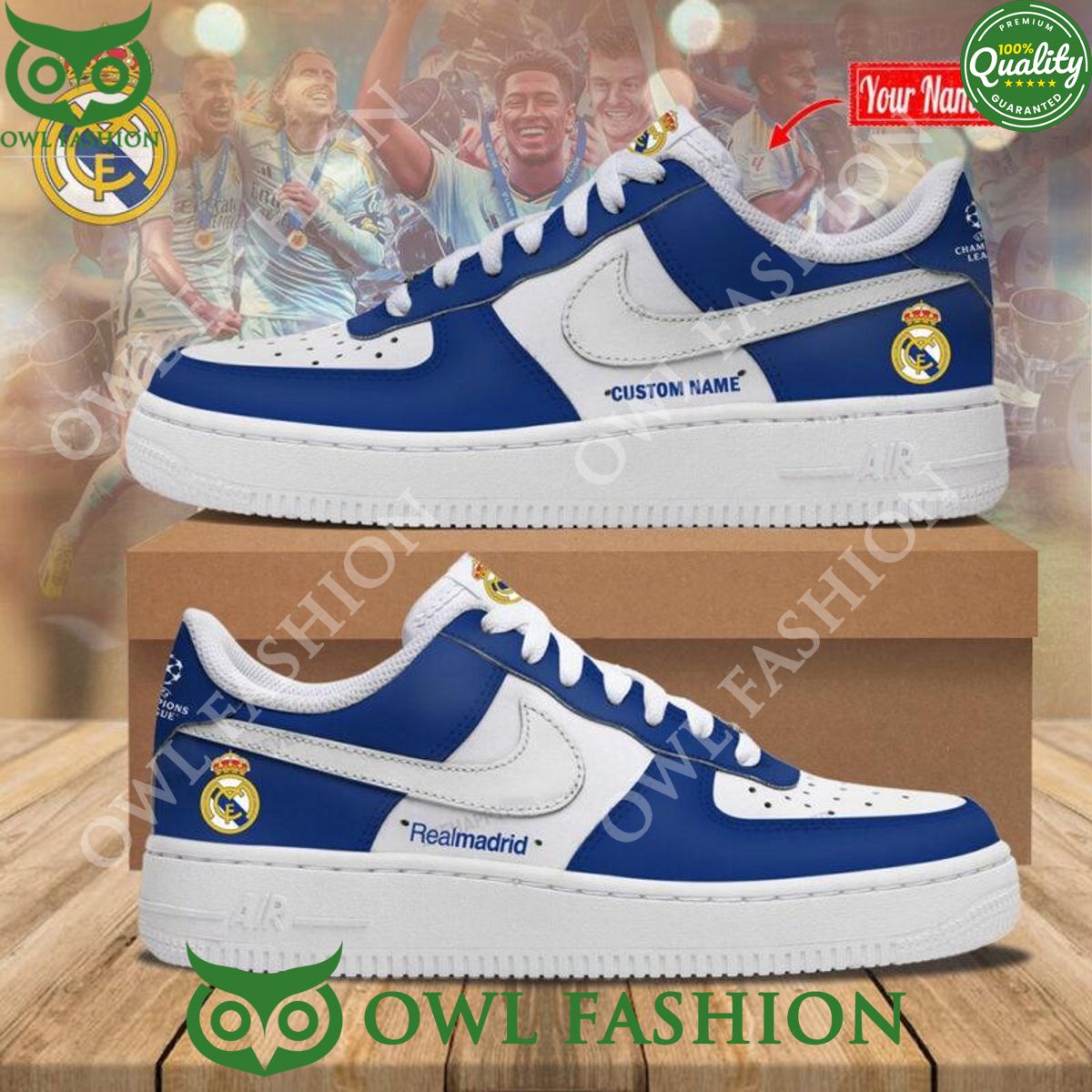 Personalized Real Madrid Laliga 23 24 Champions Air Force Sneakers Shoes