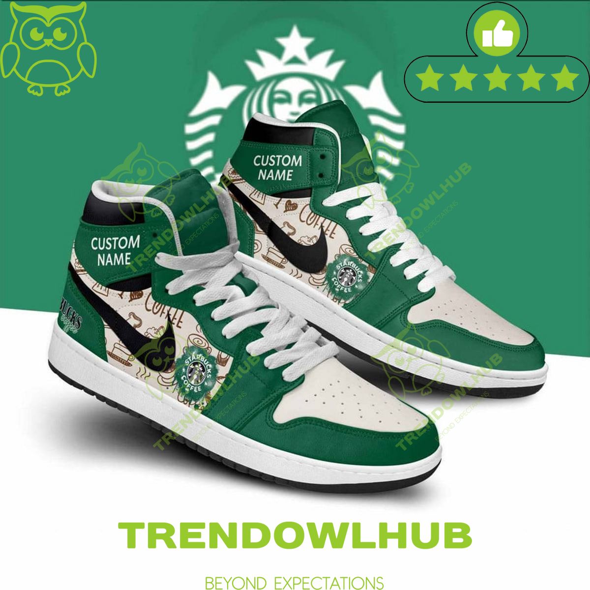 Personalized Starbucks Coffee Air Jordan High Top shoes