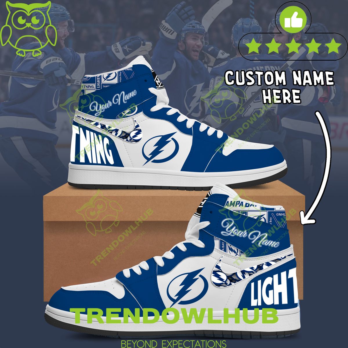 Personalized Tampa Bay Lightning NHL Ice Hockey Team Air Jordan High Top