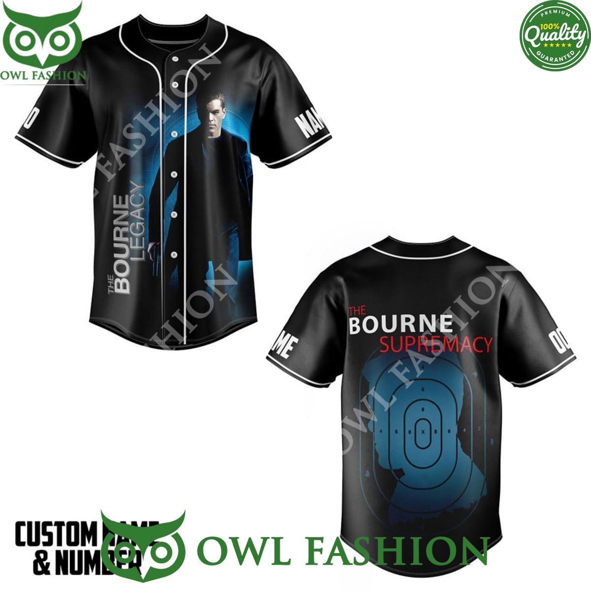 Personalized The Bourne Legacy Supremacy film Black baseball jersey shirt