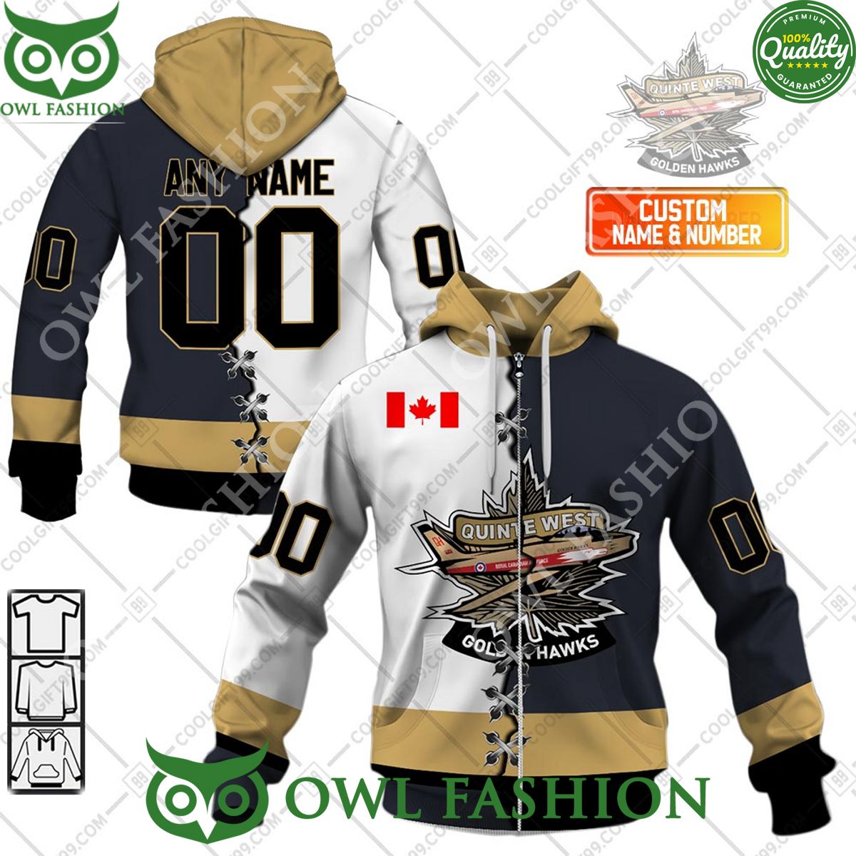 Personalized Trenton Golden Hawks Canadian Ontario Junior Ice Hockey Mix Style Printed Hoodie