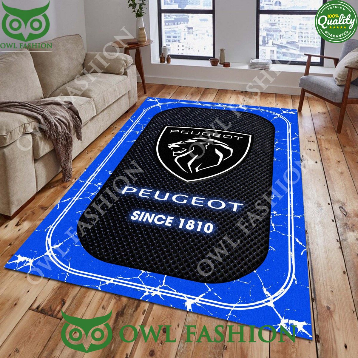 Peugeot French luxury car company since 1896 stone marble rug carpet