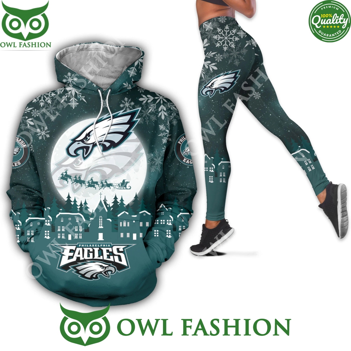 Philadelphia Eagles NFL City View Green Hoodie and Leggings