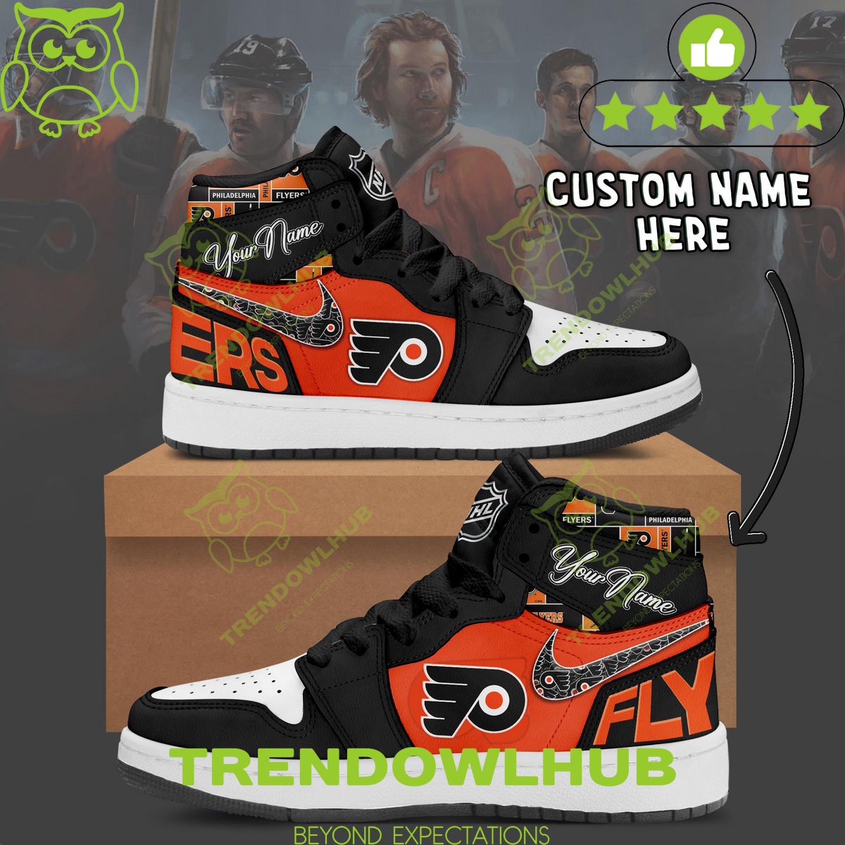 Philadelphia Flyers NHL Personalized Ice Hockey Team Air Jordan High Top