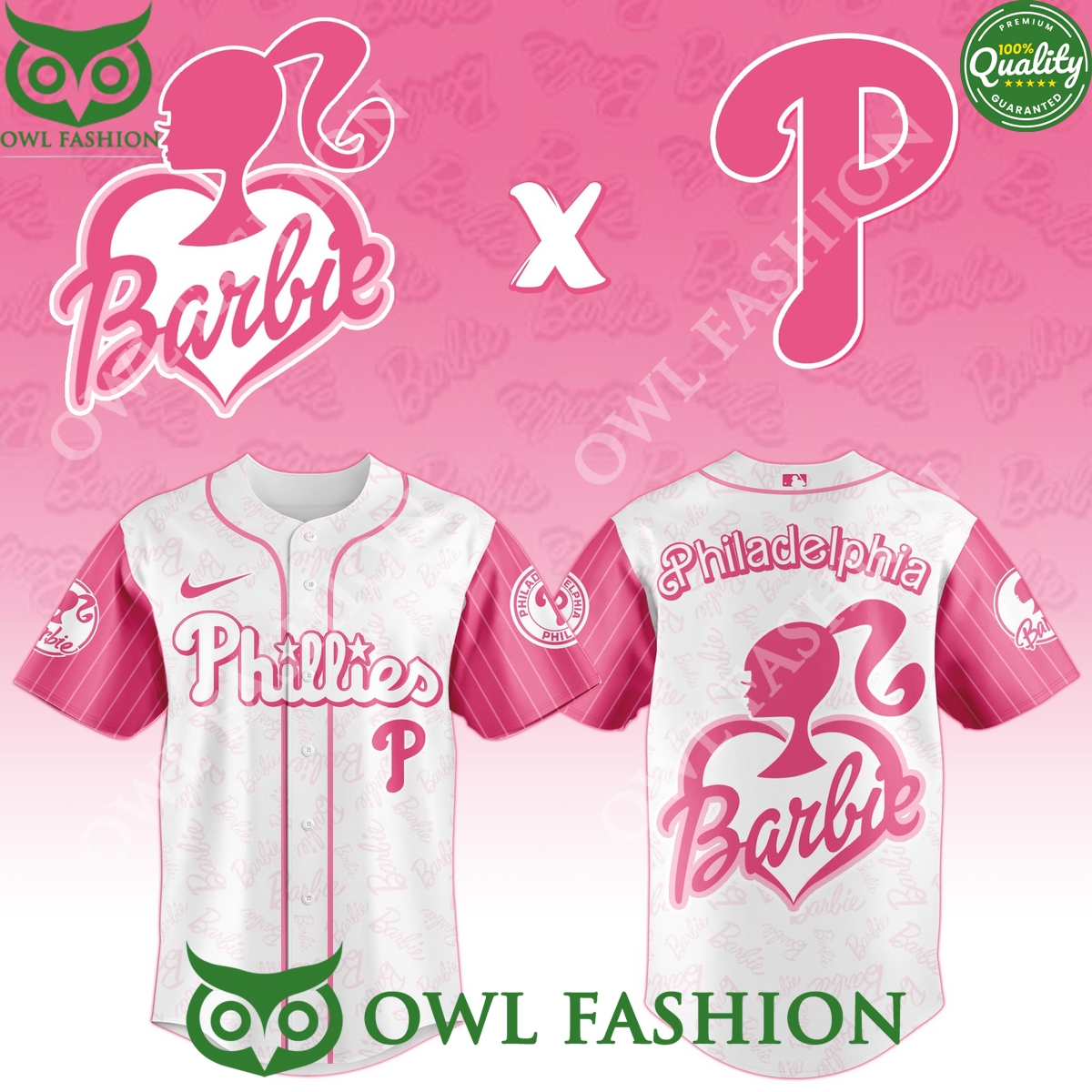 Philadelphia Phillies MLB x Barbie 2025 Pink Jersey shirt