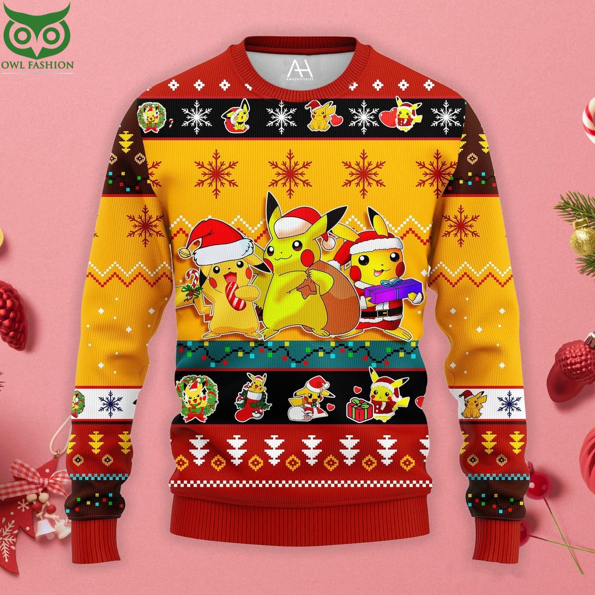 Pikachu Pokemon Yellow Cute Ugly Christmas Sweater