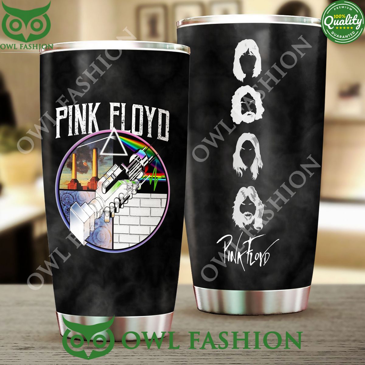 Pink Floyd Member Portrait Black Tumbler Cup