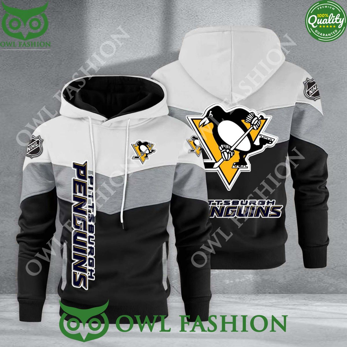 Pittsburgh Penguins NHL Hockey Black White Printed Hoodie