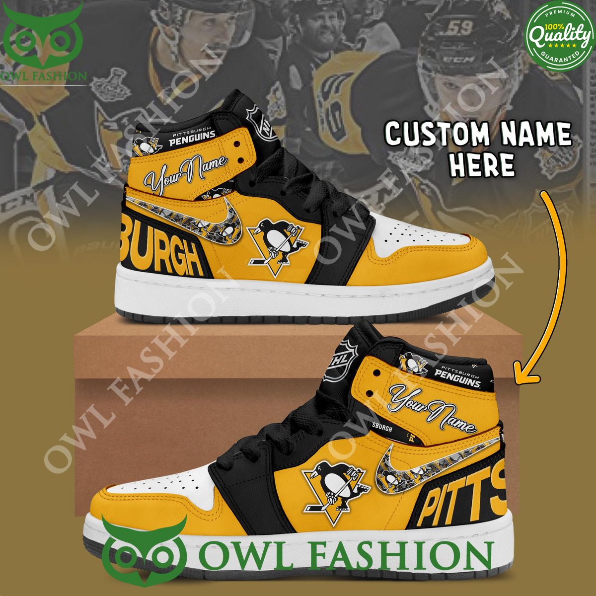 Pittsburgh Penguins NHL Personalized Air Jordan Shoes High Top