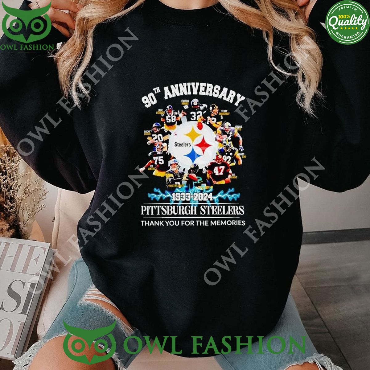Pittsburgh Steelers 90th Anniversary 1933-2024 Thank You For The Memories Signatures sweatshirt