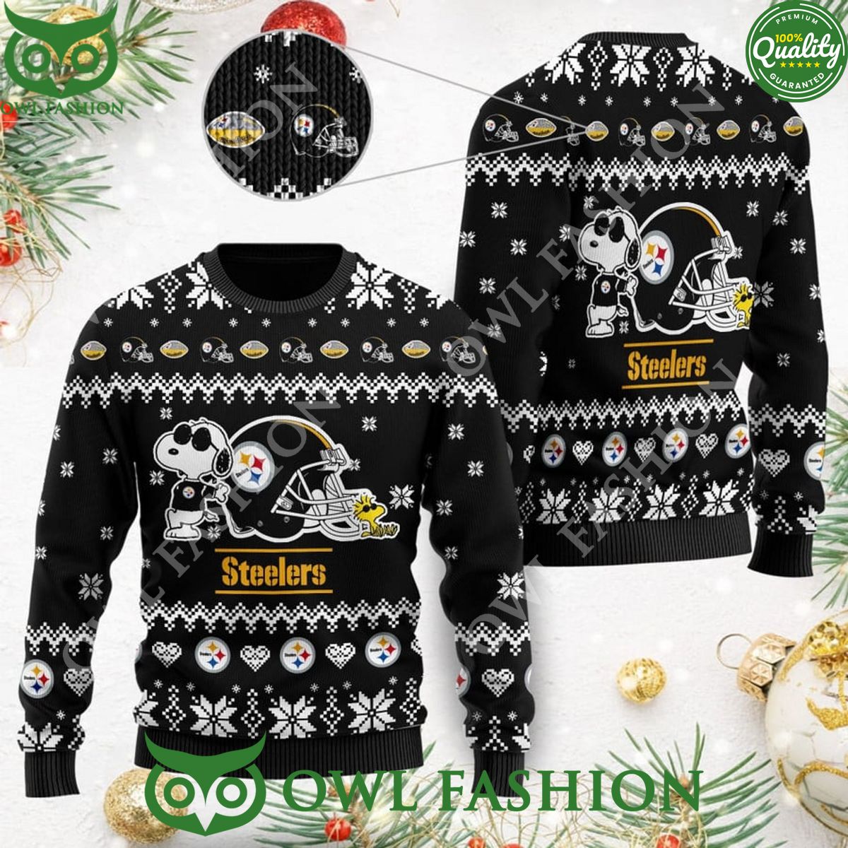 Pittsburgh Steelers Cute The Snoopy Football Helmet NFL Ugly Christmas Sweater