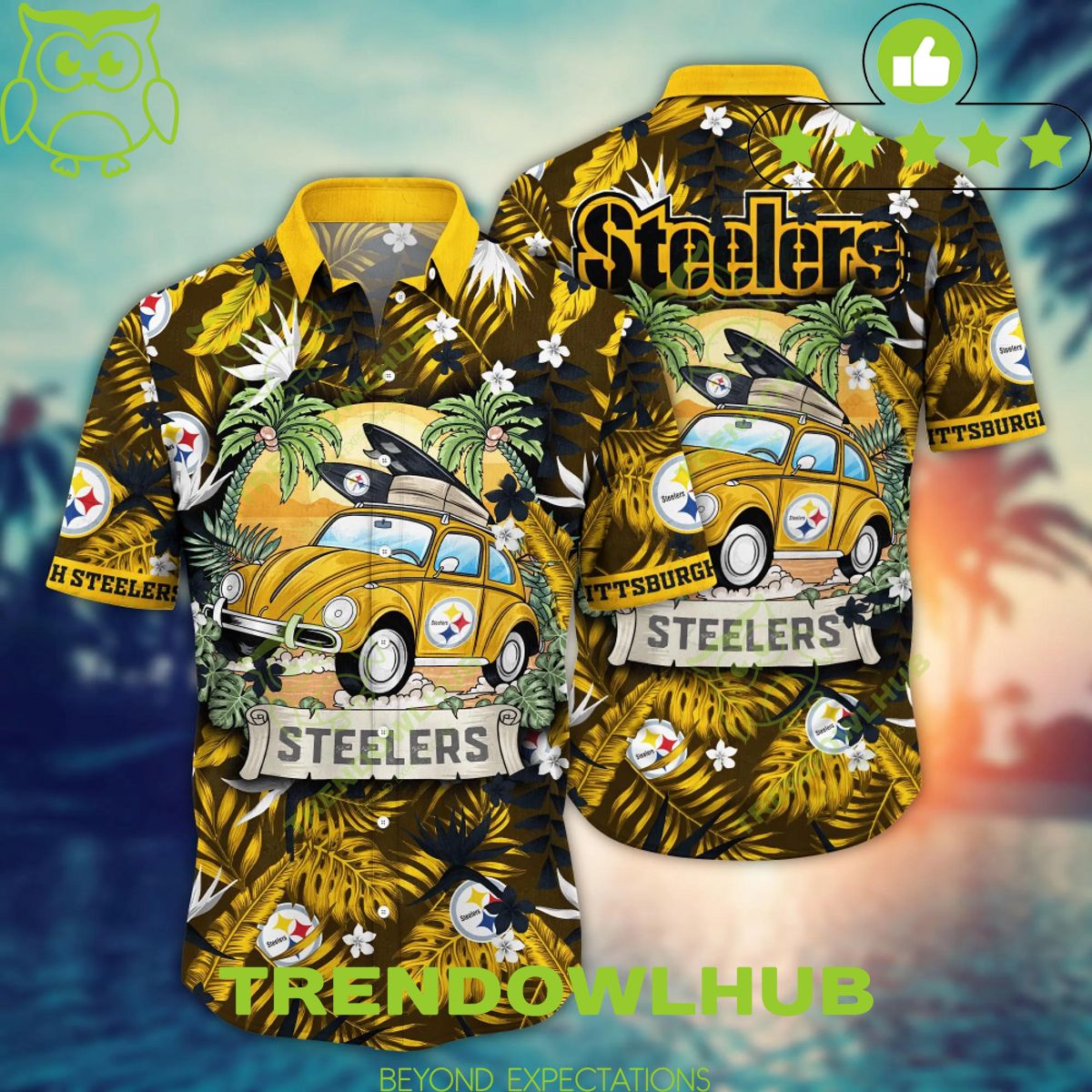 Pittsburgh Steelers NFL Pink Flamingos Floral Summer Football Hawaiian Shirt Shorts