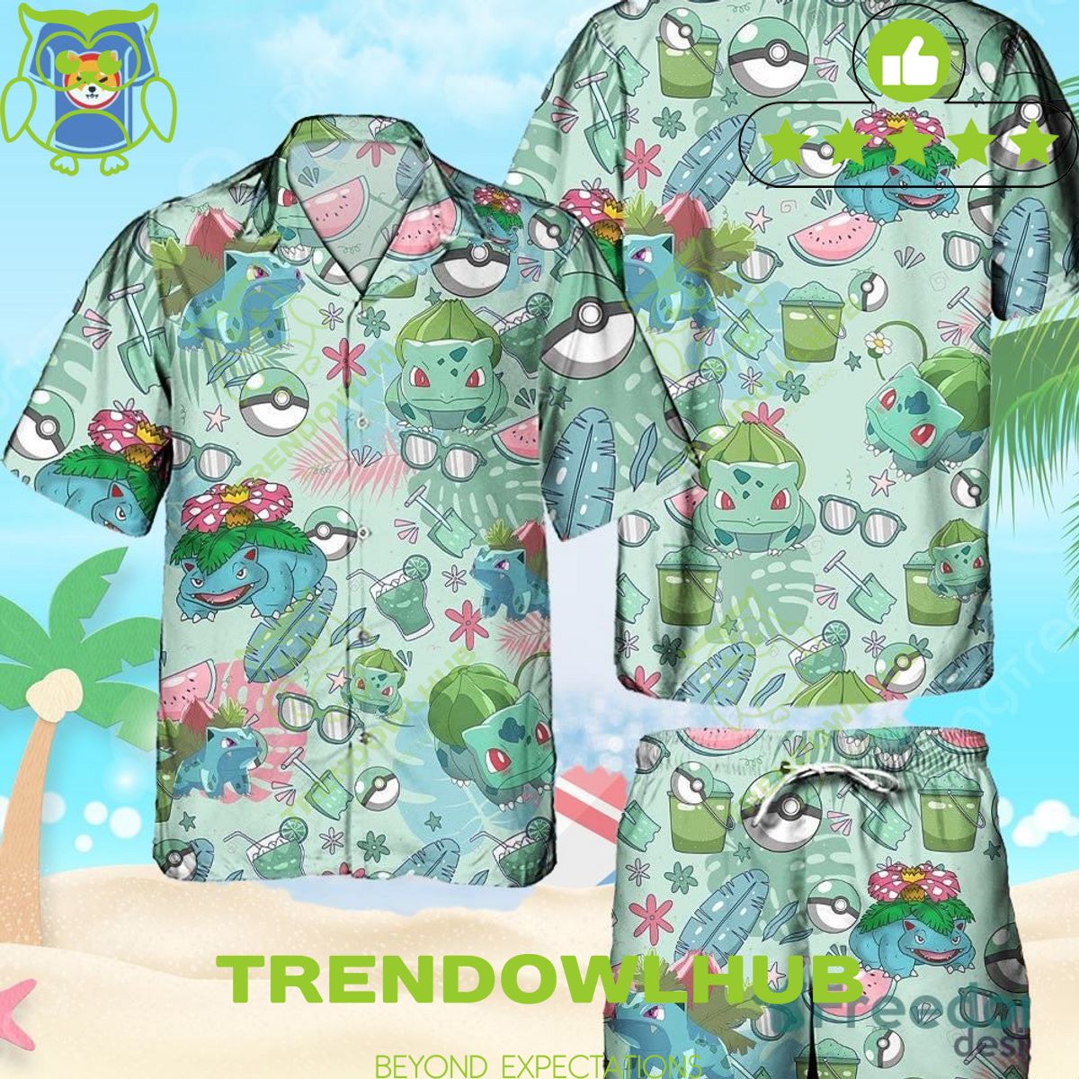 Pokemon Bulbasaur Hawaiian Pattern Ball Fans Hawaiian Shirt