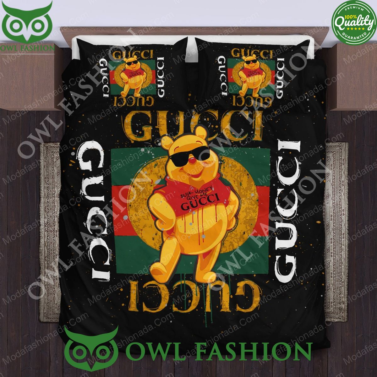 Pooh Honey Bear Gucci Logo Bedding Sets