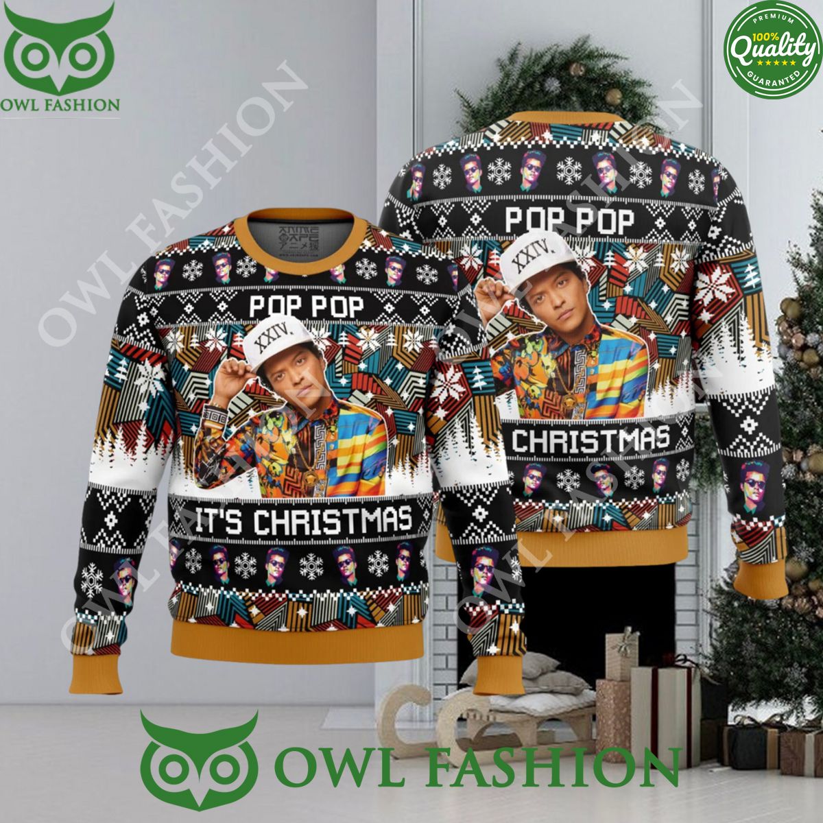 Pop Pop Its Christmas Bruno Mars Ugly Christmas Sweater Jumper