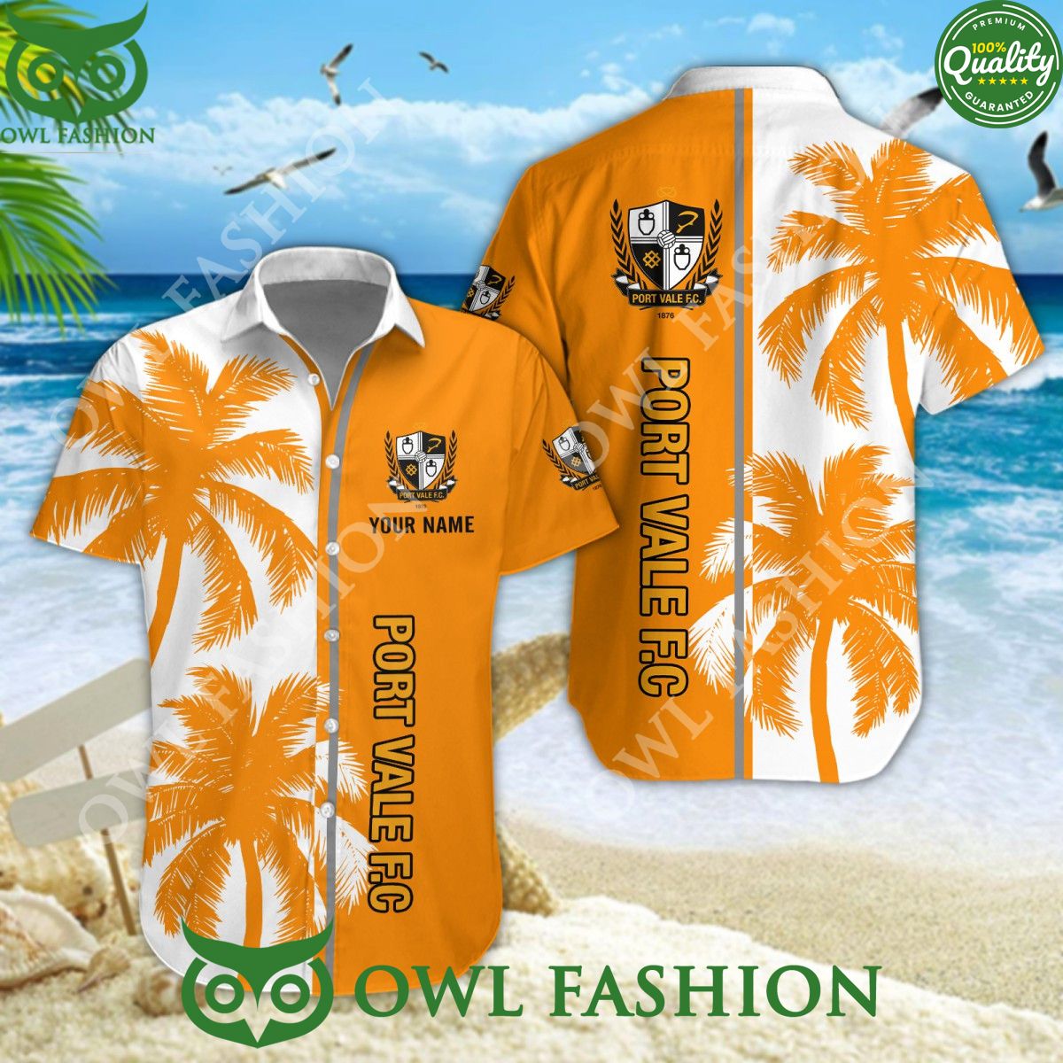 Port Vale EFL League Tropical Coconut Summer Custom Name Hawaiian Shirt