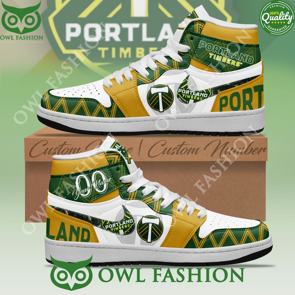Portland Timbers MLS Shoes Air Jordan 1 Custom Name Number LIMITED