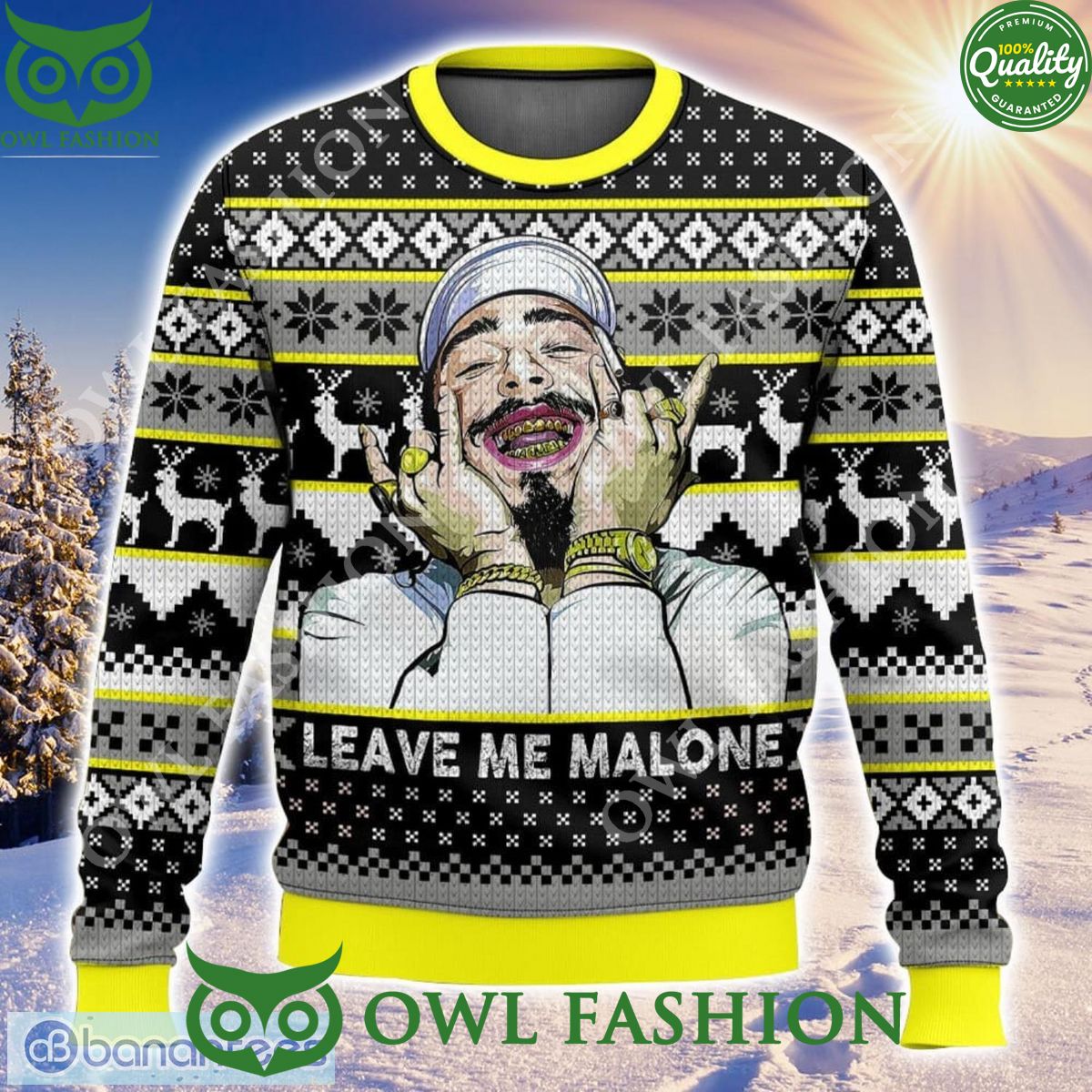 Post Malone Leave Me Malone 3D Christmas Sweater Ugly Jumper