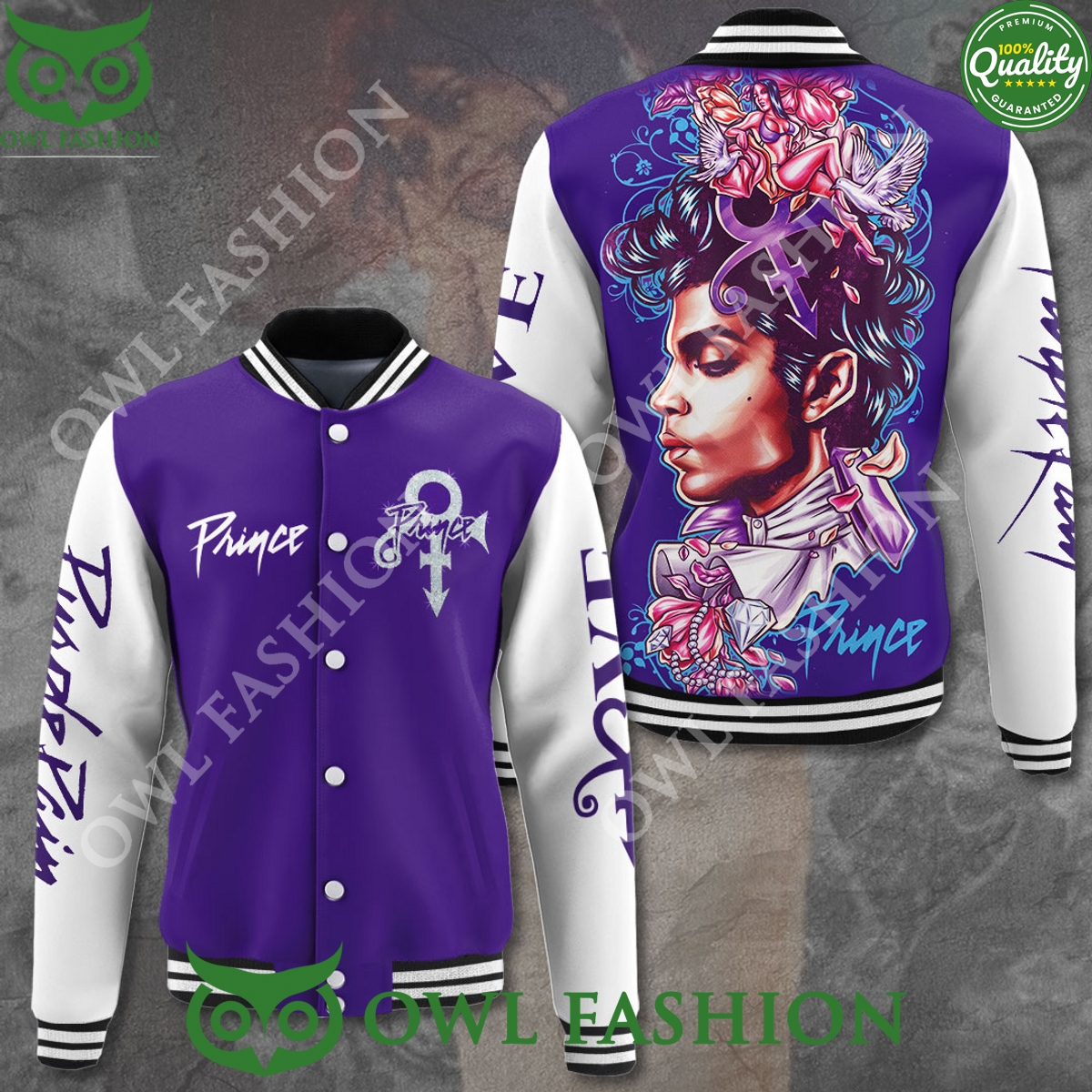 Prince American Singer Purple Baseball Varsity Jacket