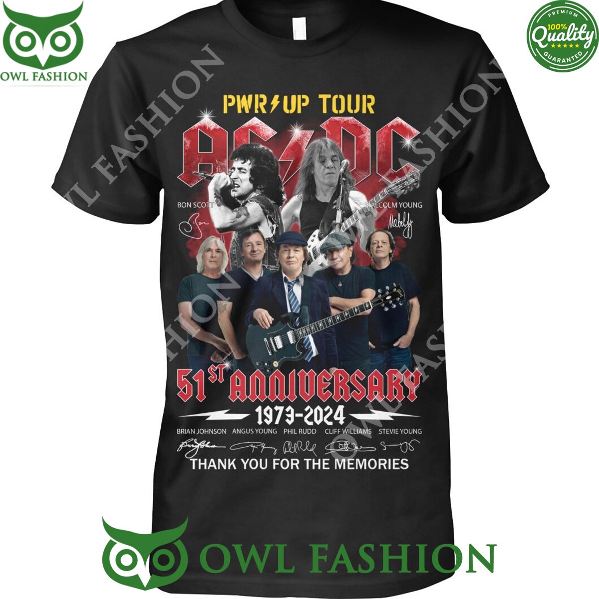 PWR Up Tour 51st Anniversary 1973 2024 ACDC Thank you for memories t shirt