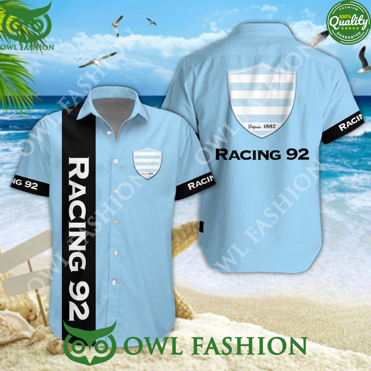 Racing 92 Rugby France Champion Top 14 Hawaiian Shirt