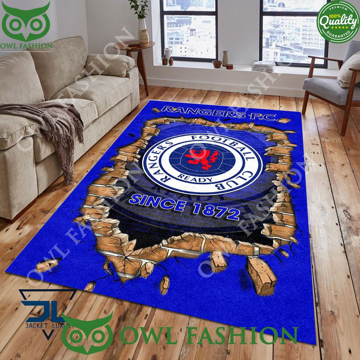 Rangers F.C. 1788 Scottish Broken Wall Living Room Carpet