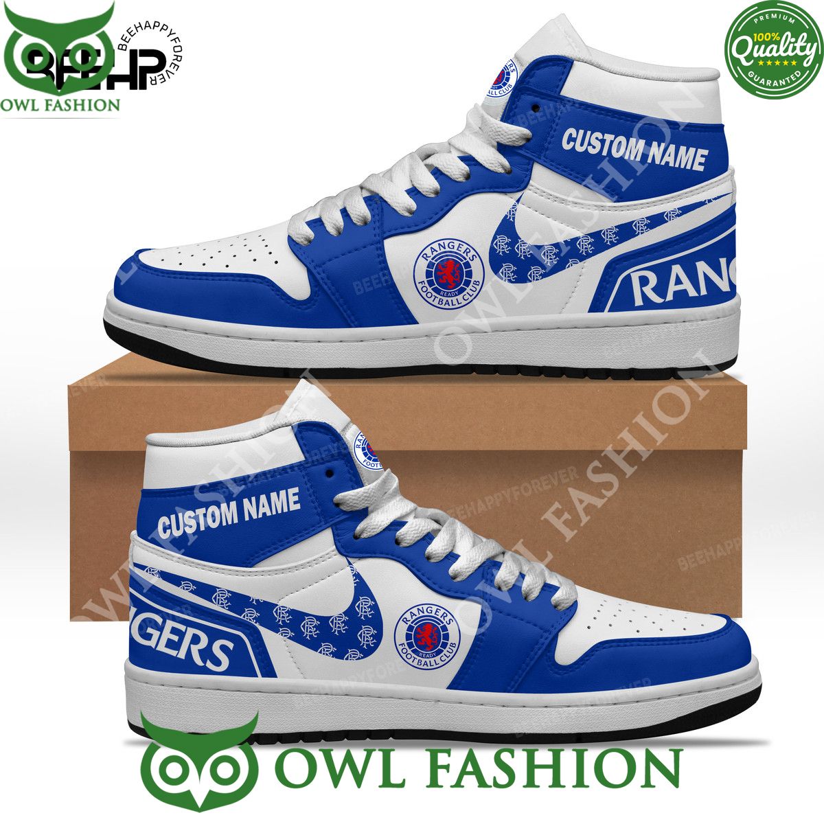 Rangers FC 28 league cups win Custom Air Jordan High Top shoes