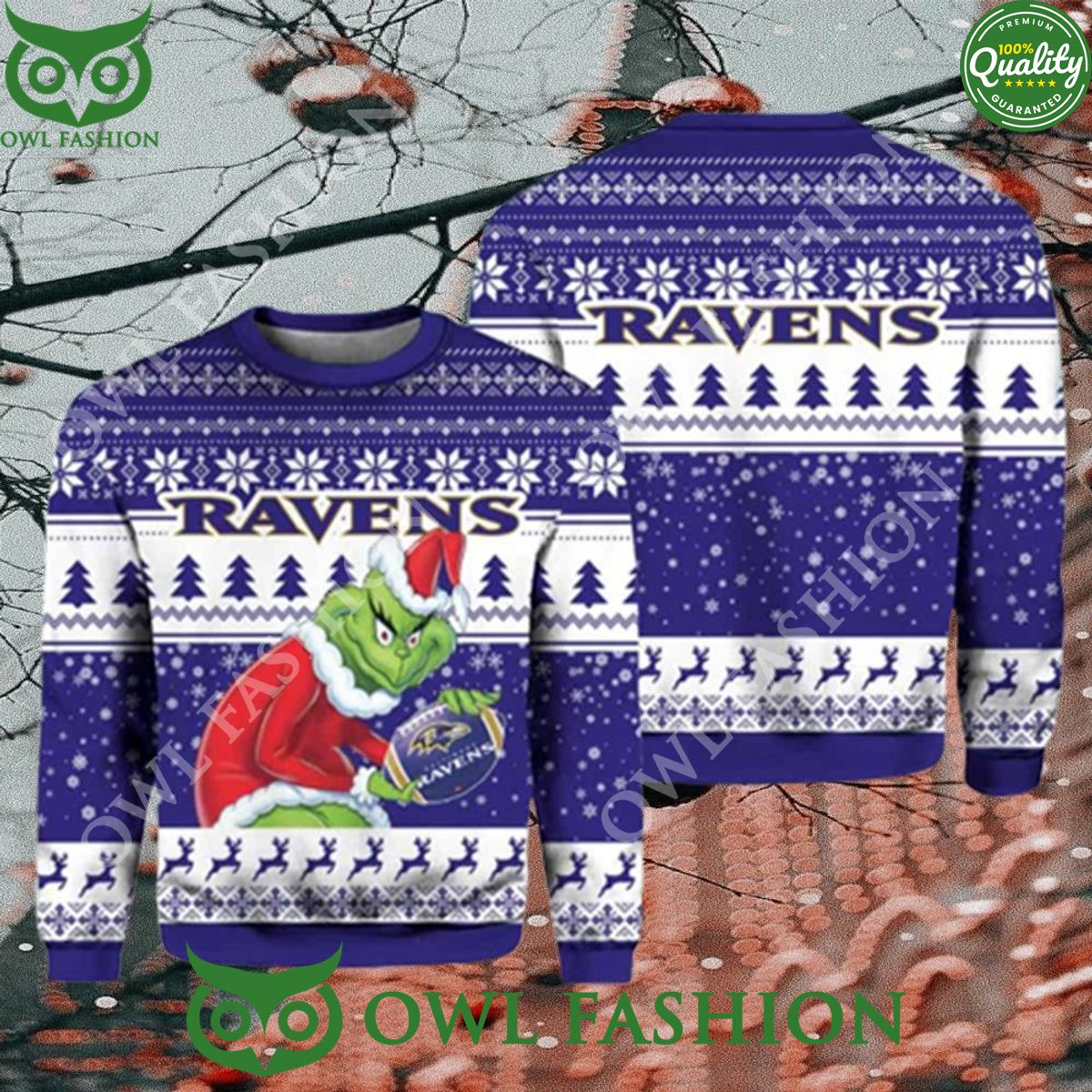 Ravens NCAA Grinch Premium Ugly Christmas Sweater Jumper