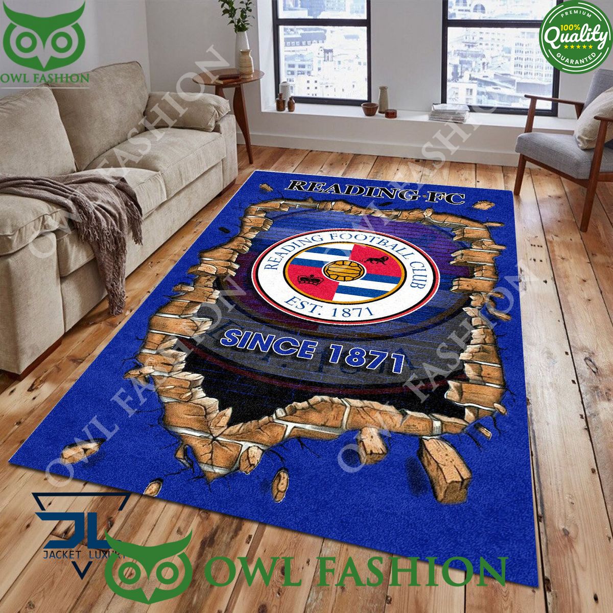 Reading F.C 1837 League Two Living Room Rug Carpet