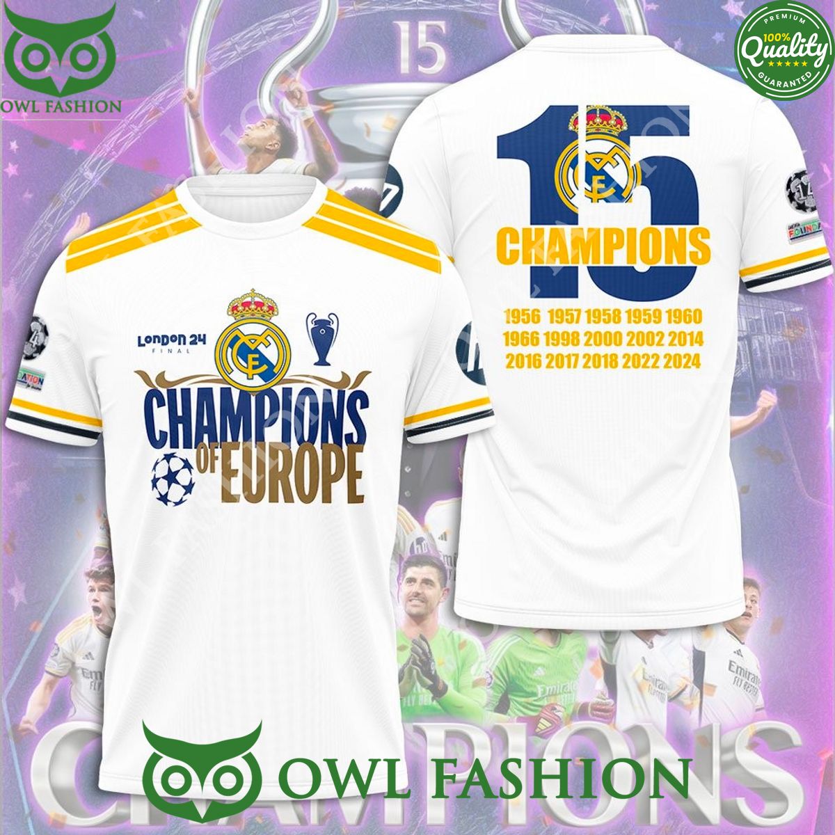 Real Madrid 15 Champions London 24 Champion League Europe 3d t shirt