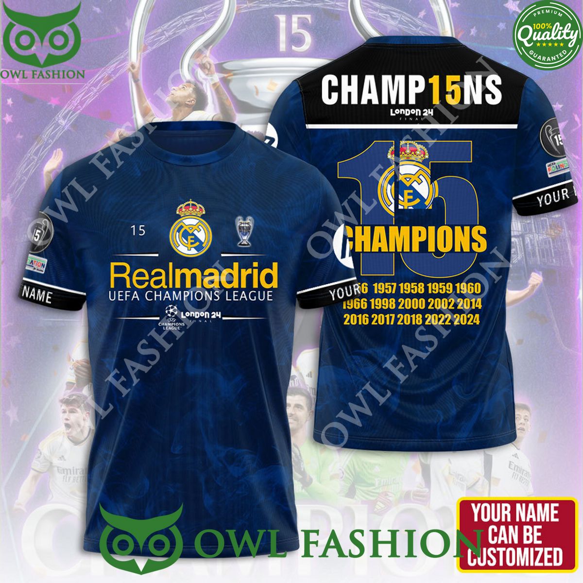 Real Madrid Europe Champions Customized 3D Tshirt Hoodie