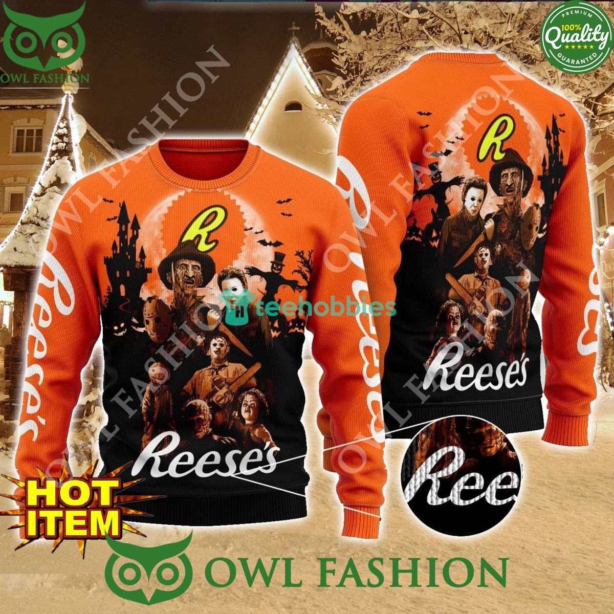 Reese's Horror Halloween Night 2024 Ugly Sweater