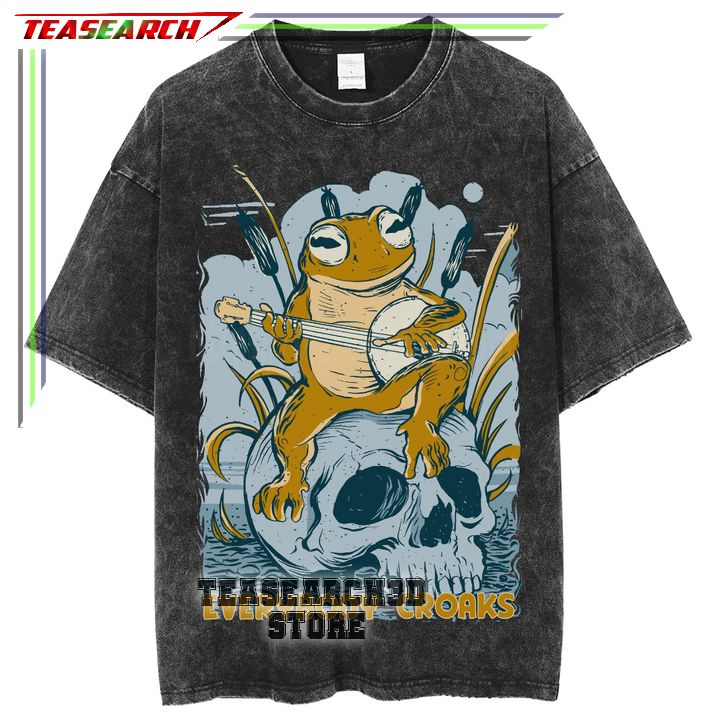 Rock Frog Everybody Croaks Unisex Acid Wash Denim T-Shirt