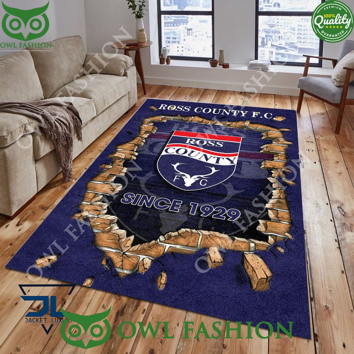 Ross County F.C. 1789 Scottish Broken Wall Living Room Carpet
