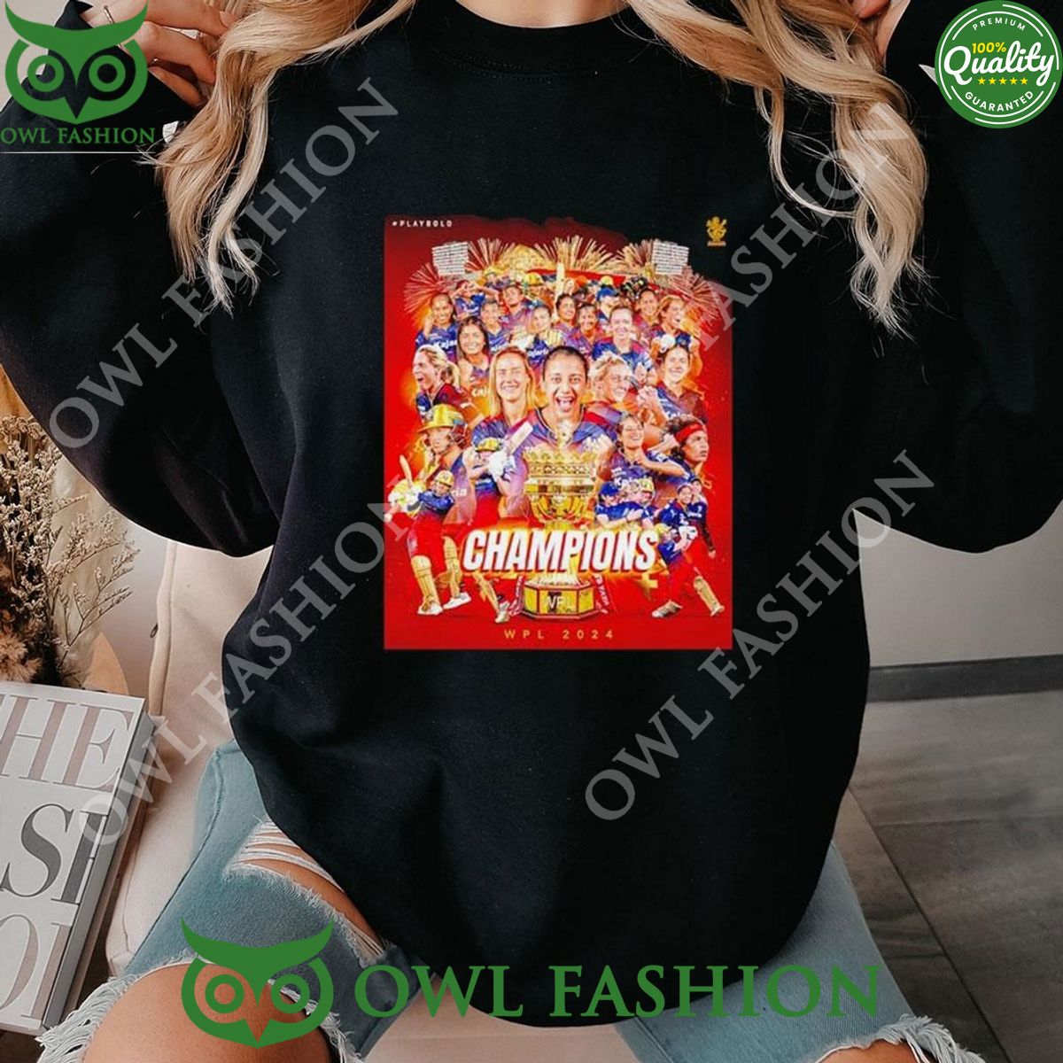 Royal Challengers Bangalore Wpl 2024 Champions Poster Shirt Ladies Tee Hoodie