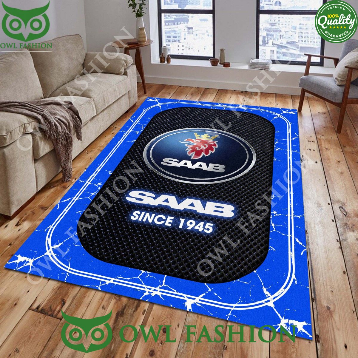 Saab Sweden since 1945 Automobile stone marble rug carpet