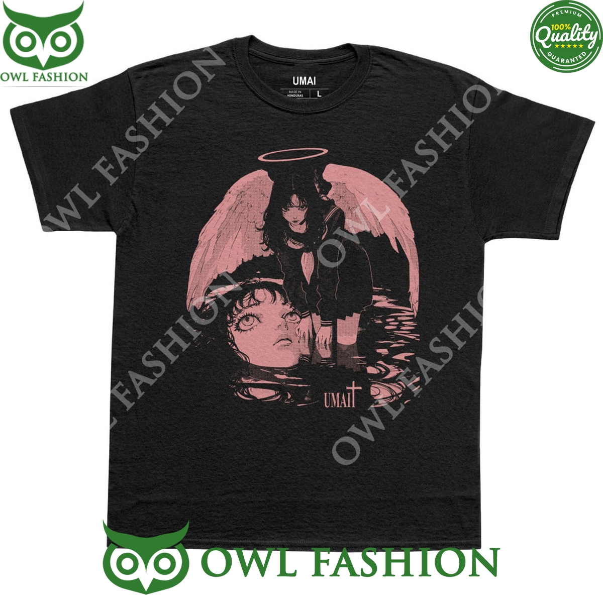 Saints and Sinners Angel Scared anime Black t shirt