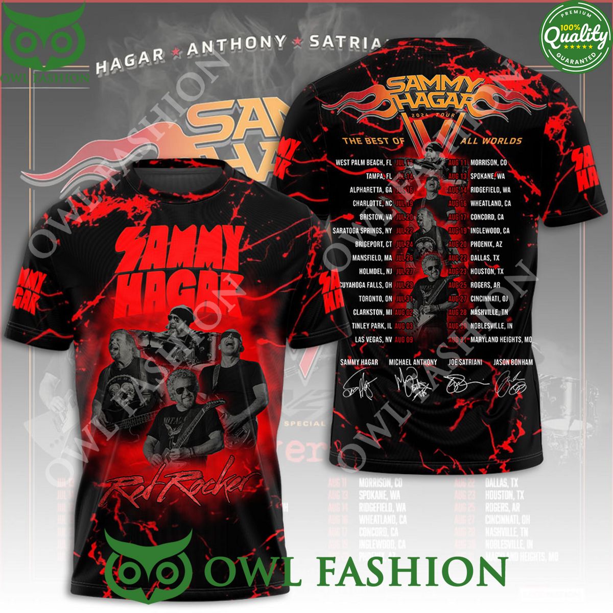 Sammy Hagar 2024 Tour the best of all worlds Red Rocker 3D t shirt