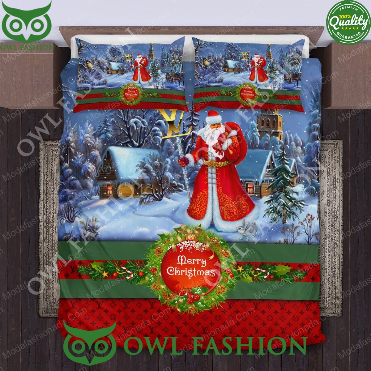 Santa Claus Louis Vuitton LV Merry Christmas Bedding Sets