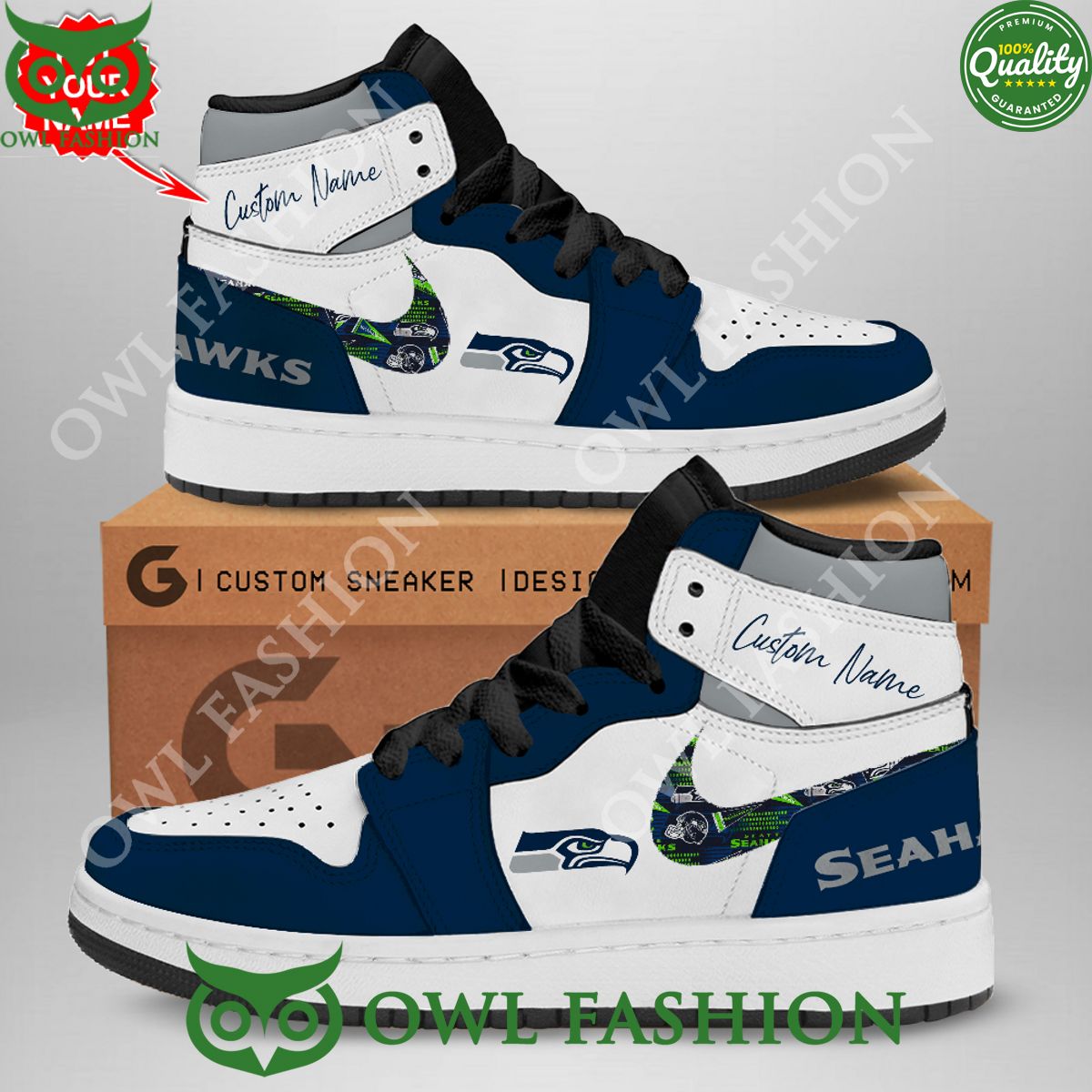 Seattle Seahawks NFL Personalized Air Jordan Sneakers