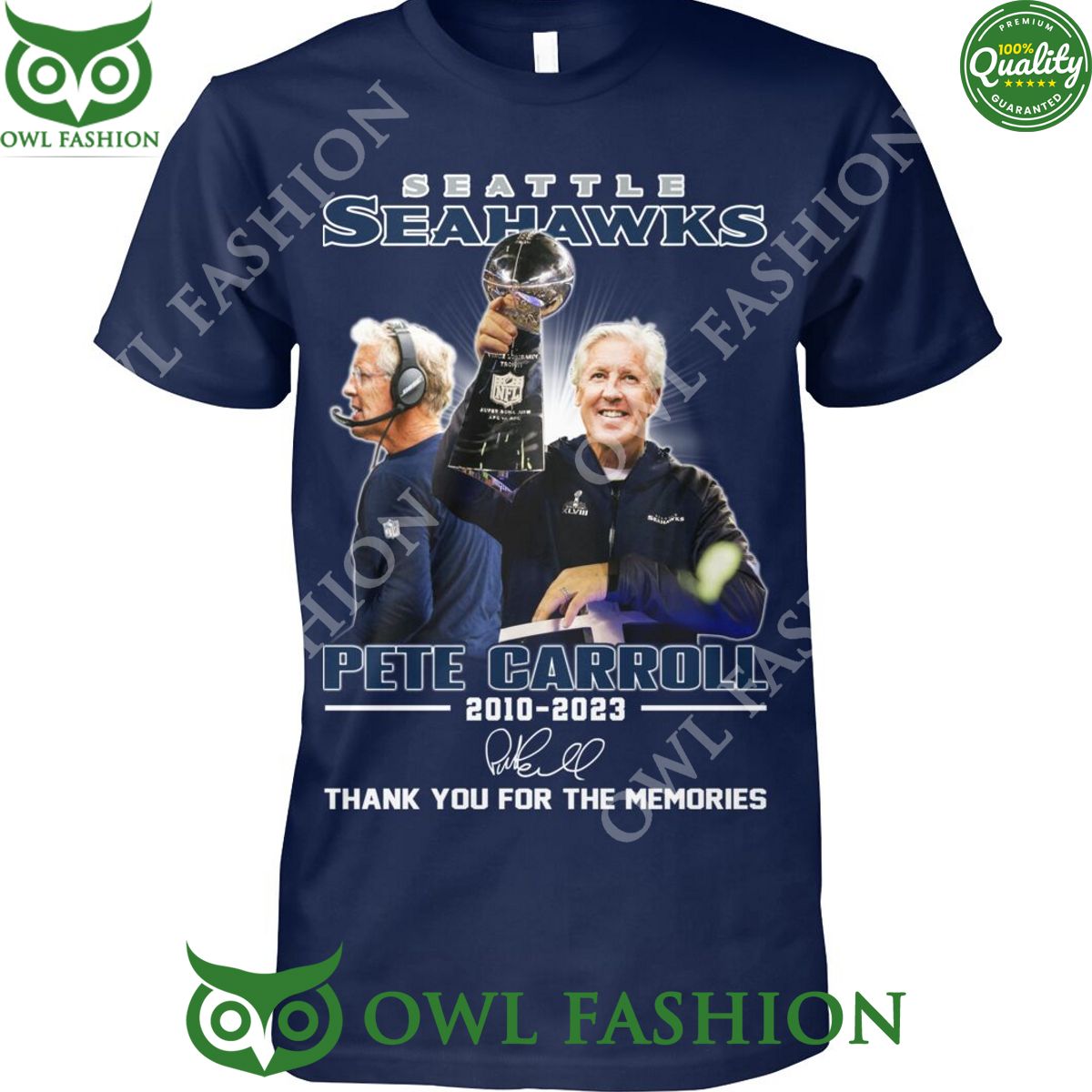 Seattles Seahawks Pete Carroll 2010 2023 Legend Thank you for the memories t shirt