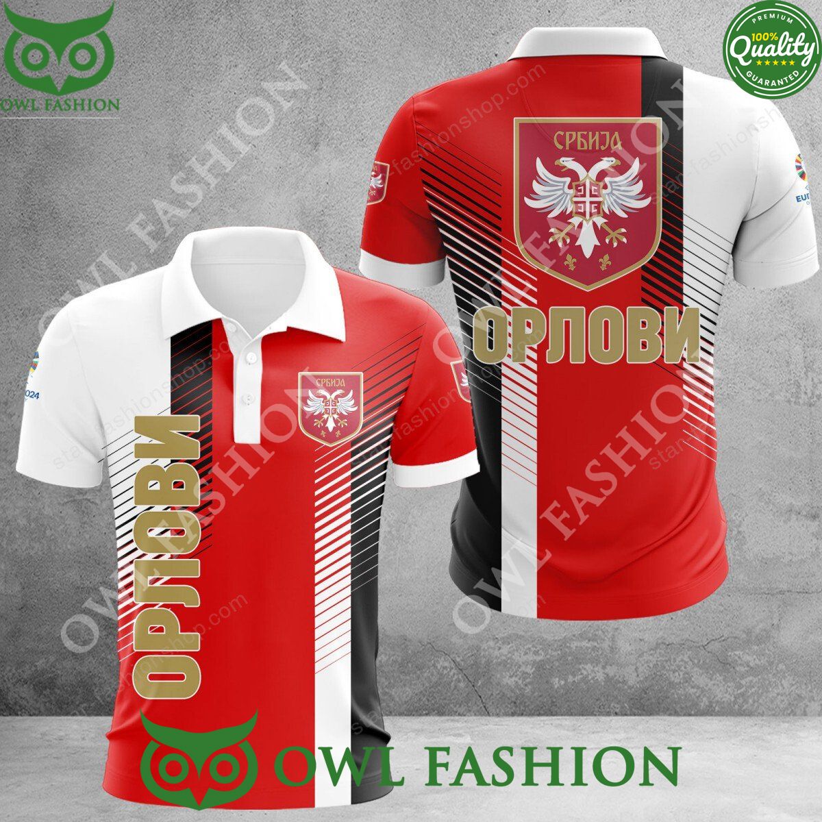 Serbia national football team Logo Black Red White 3D Shirt Printed