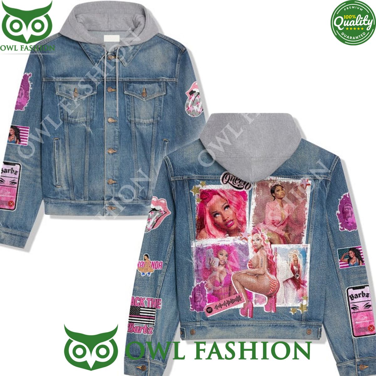 Sexy Queen Nicki Minaj Pink Friday 2 Hooded Denim Jacket