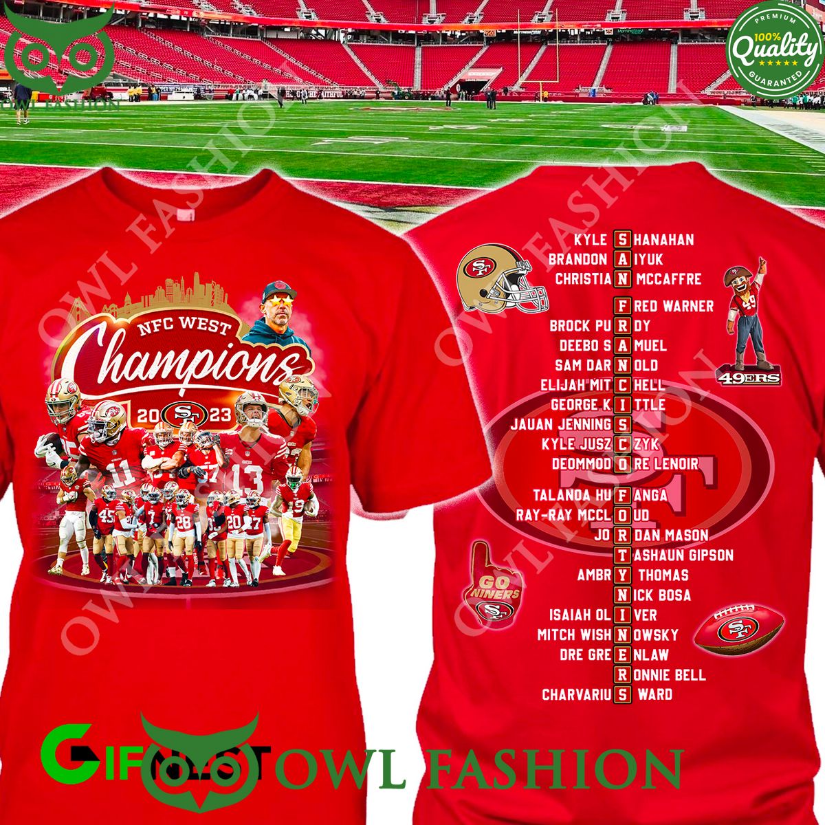 SF49 NFC West Champions Player Name 2D T-Shirt