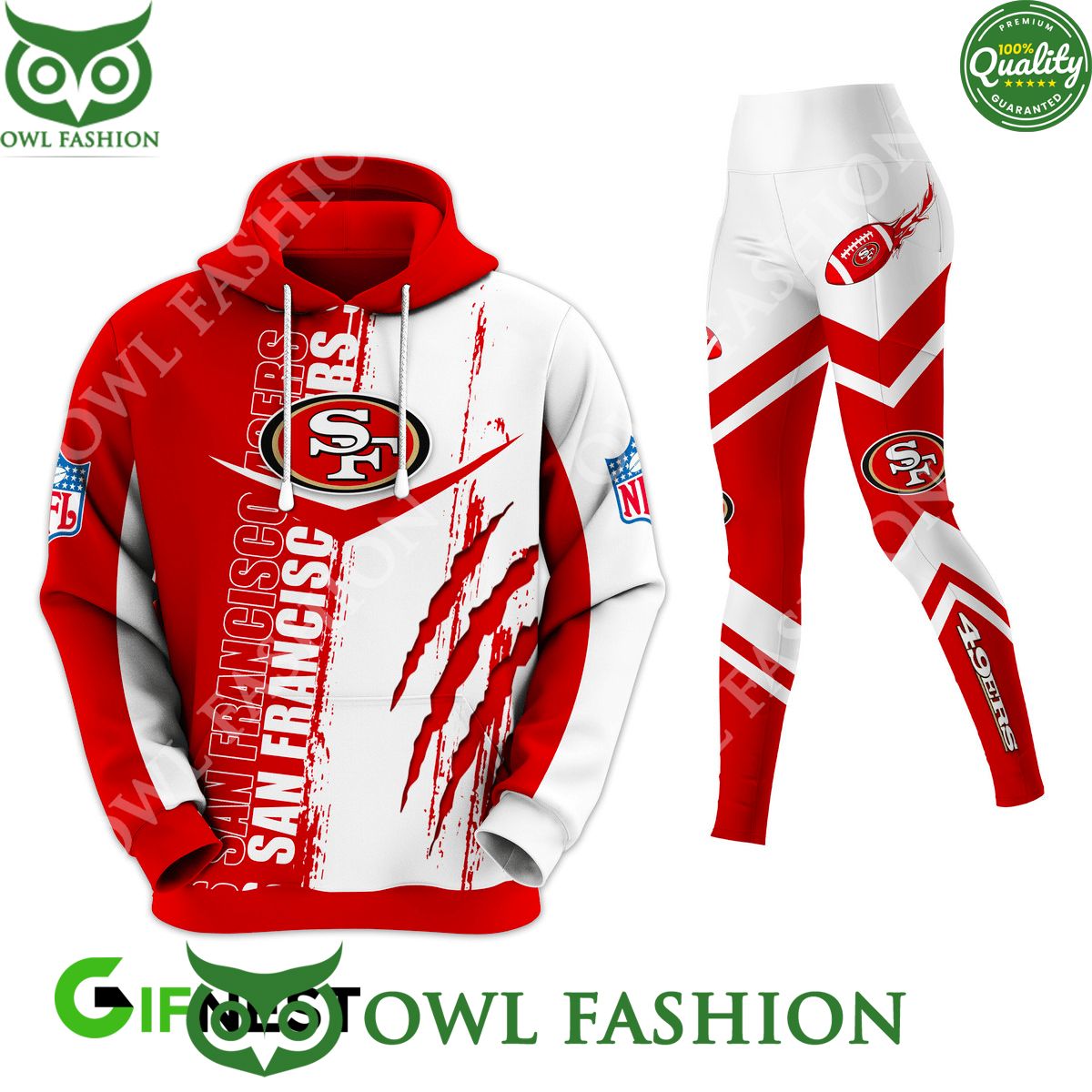 SF49 NFC West Champions Red Scratches Hoodie and Leggings Set